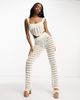 AsYou ASYOU knit crochet flare pants in cream - part of a set-White - 4