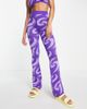 AsYou ASYOU knitted flare pants in purple swirl print - part of a set-Green - 4