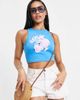 AsYou ASYOU love graphic tank crop top in blue - 3