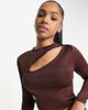 AsYou ASYOU multi cut out high neck top in chocolate-Brown - 1