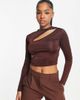 AsYou ASYOU multi cut out high neck top in chocolate-Brown - 2
