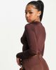 AsYou ASYOU multi cut out high neck top in chocolate-Brown - 3