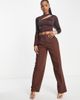 AsYou ASYOU multi cut out high neck top in chocolate-Brown - 4