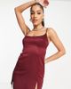 AsYou ASYOU square neck satin cami dress in burgundy-Purple - 1