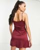 AsYou ASYOU square neck satin cami dress in burgundy-Purple - 2