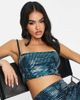 AsYou ASYOU square sequin tie back cami top in turquoise-Blue - 1