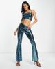 AsYou ASYOU square sequin tie back cami top in turquoise-Blue - 2