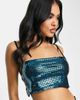 AsYou ASYOU square sequin tie back cami top in turquoise-Blue - 4