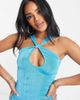 AsYou ASYOU twist halter neck mini dress in aqua-Blue - 3