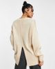 AsYou ASYOU v neck knitted sweater in camel-Black - 2