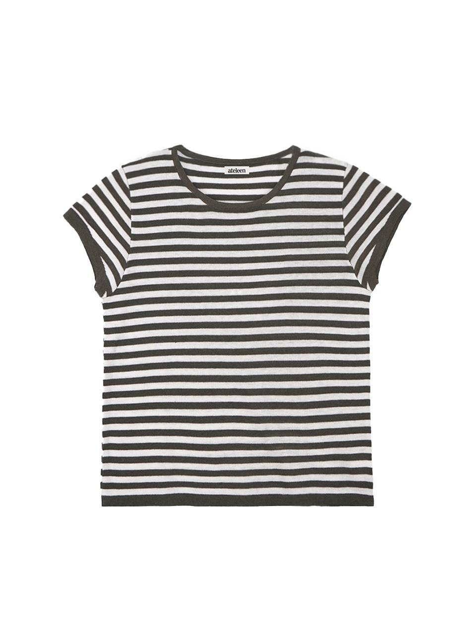 ateleen Rhona Half Sleeves Stripe Knit Sweater