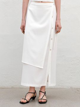 Atelier Nain BELTED WRAP BUTTON SLIT SKIRT (skirt-5013)