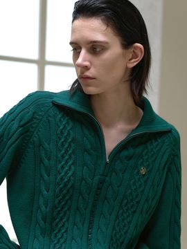 Atelier Nain Cable Half Zip-up Knit Pullover