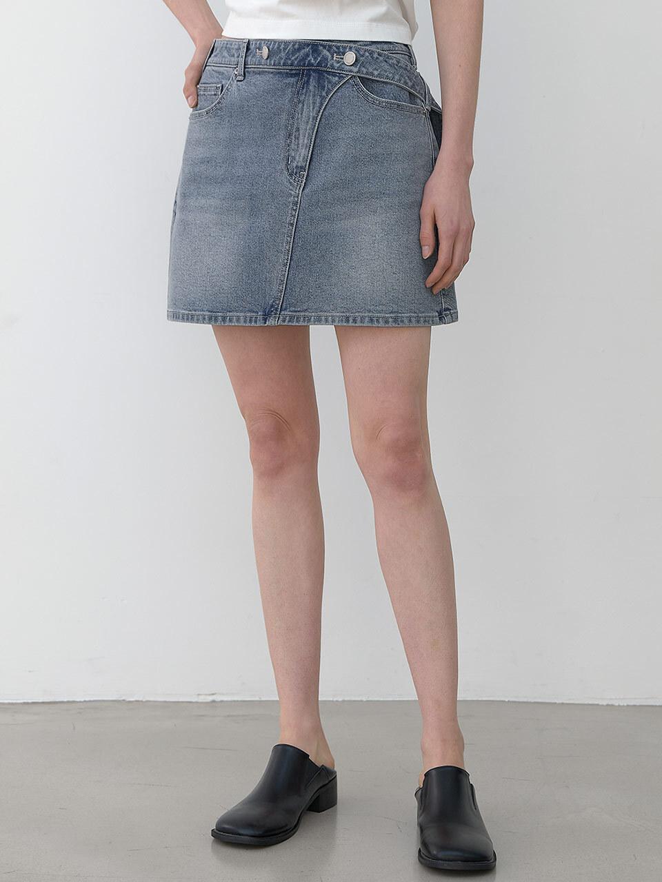 Atelier Nain CURVED LINE DENIM MINI SKIRT (skirt-5032)