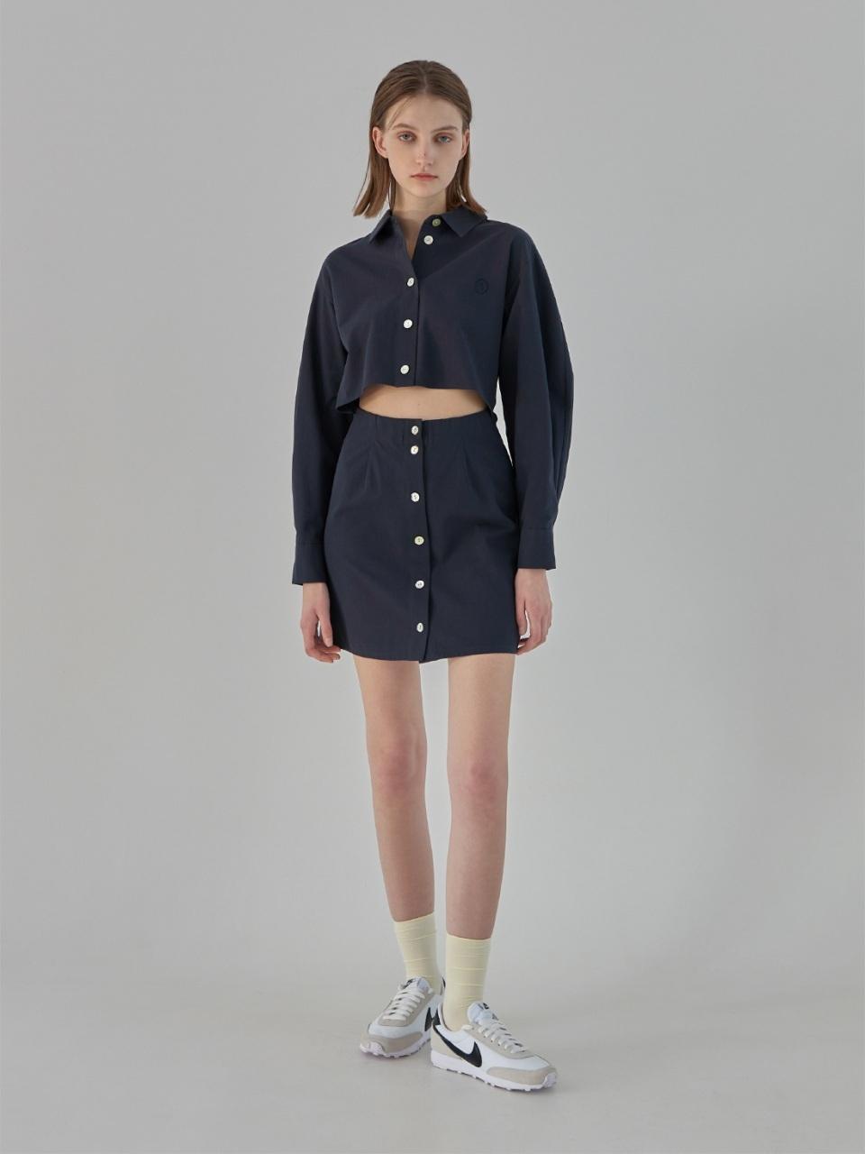Atelier Nain Emblem Cutout Mini Shirt Dress