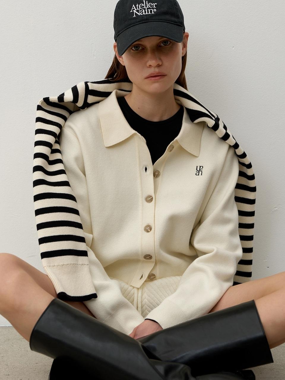 Atelier Nain Essential Collar Neck Knit Cardigan (CD-2111)