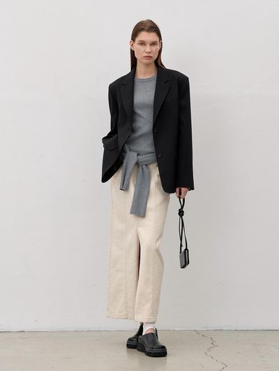 Atelier Nain Essential Color Denim Maxi Skirt (SK-4899)
