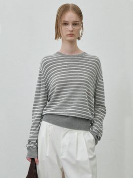 Atelier Nain Essential Melton Stripe Relaxed Fit Knit (T-7025)