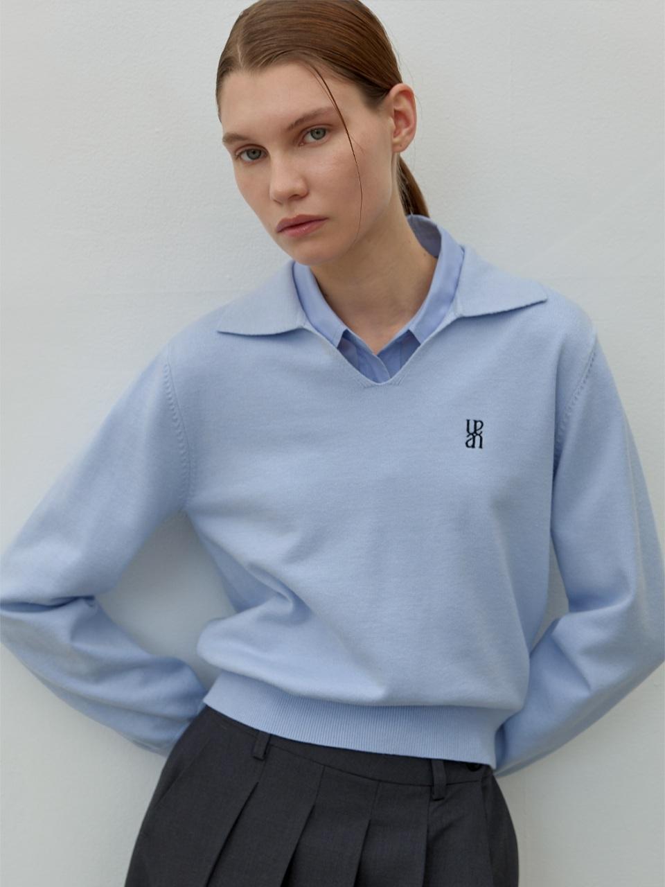 Atelier Nain Essential Open Collar V-Neck Knit (T-6785)