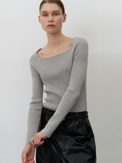 Atelier Nain Essential Square Neck Ribbed Knit (T-6758)