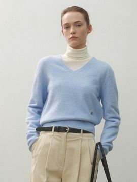 Atelier Nain ESSENTIAL WOOL CLOUD V NECK KNIT (T-6974)