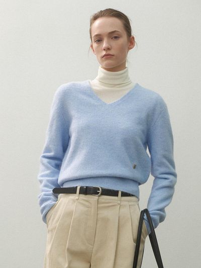 Atelier Nain ESSENTIAL WOOL CLOUD V NECK KNIT (T-6974)