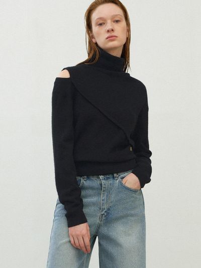 Atelier Nain Essential Wool Cutout High Neck Knit (T-6965)