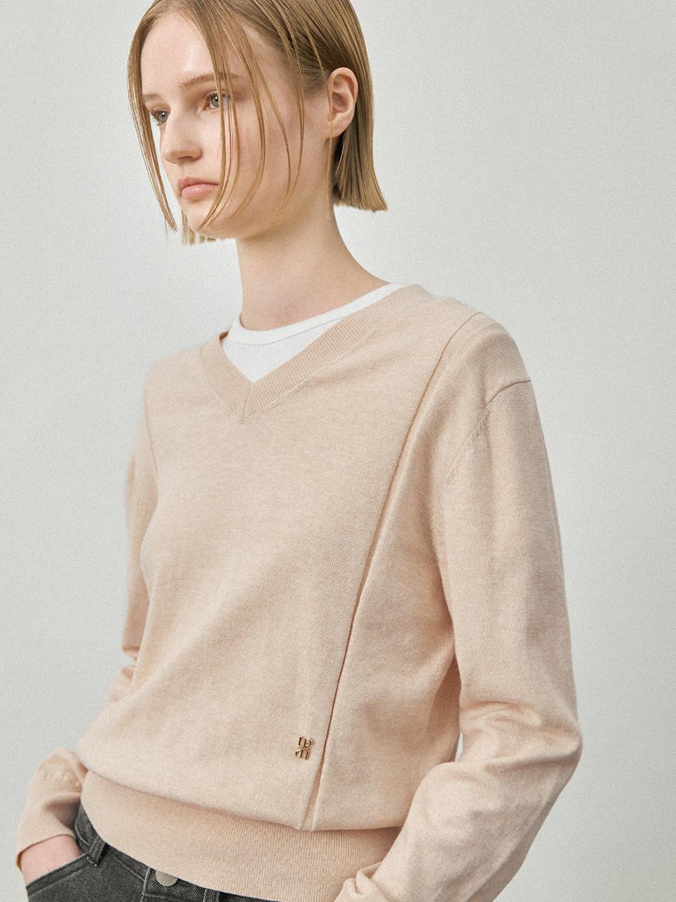 Atelier Nain Essential Wool V-neck Standard Fit Knit Pullover (T-7021)