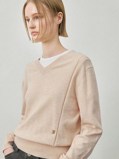 Atelier Nain Essential Wool V-neck Standard Fit Knit Pullover (T-7021)