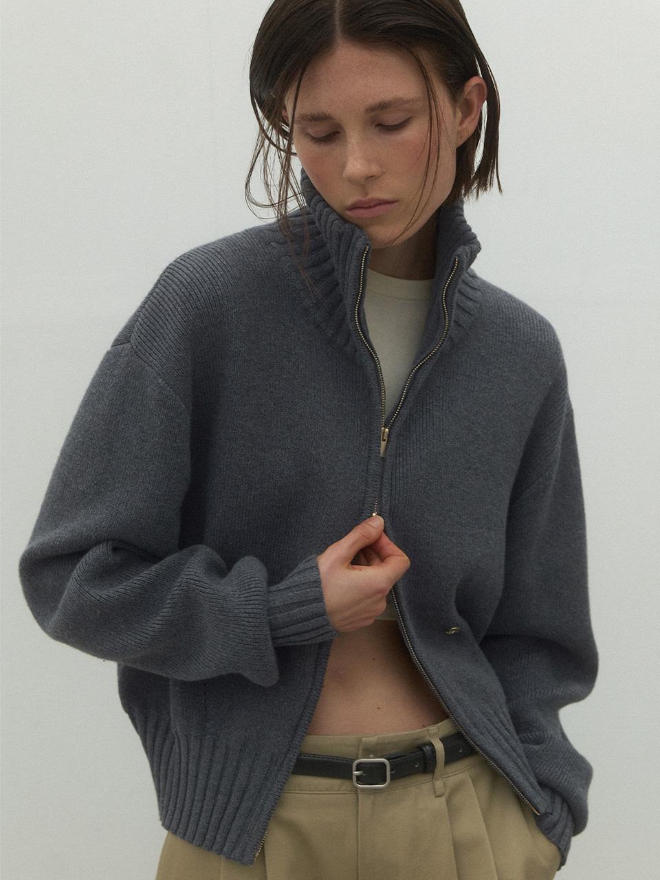 Atelier Nain ESSENTIAL ZIP-UP WOOL CARDIGAN(CD-2143)
