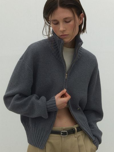 Atelier Nain ESSENTIAL ZIP-UP WOOL CARDIGAN(CD-2143)