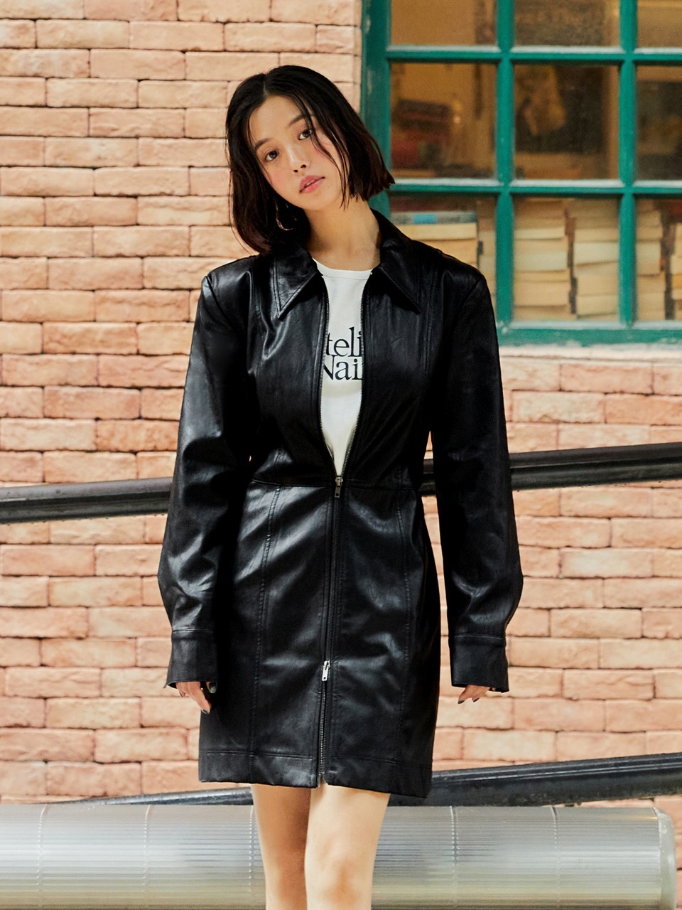 Atelier Nain Greta Leather Open Zip Up Dress