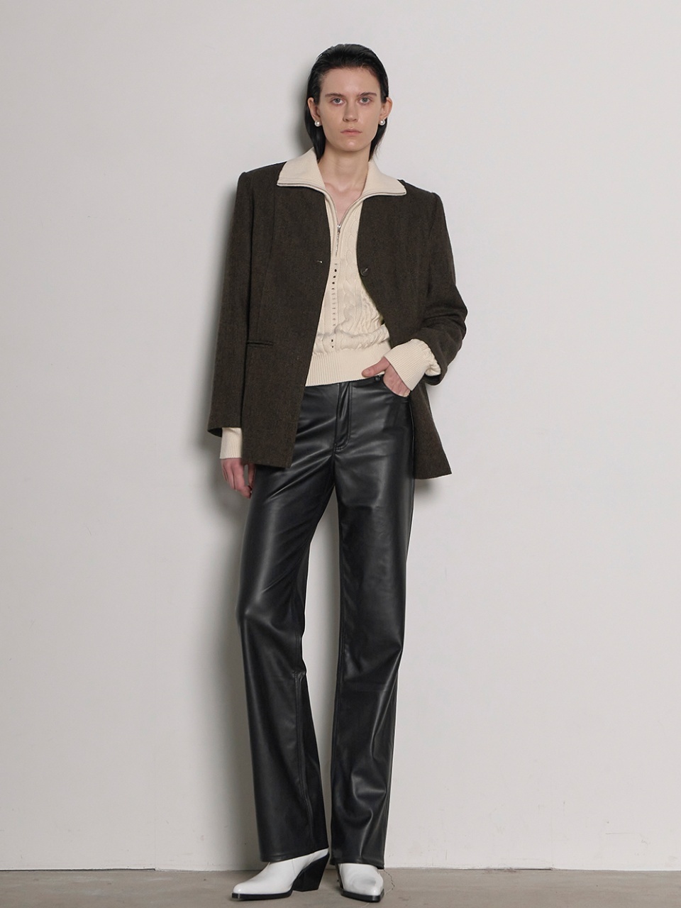 Atelier Nain Henry Wool V-neck Single Jacket