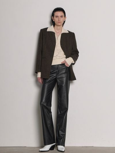 Atelier Nain Henry Wool V-neck Single Jacket