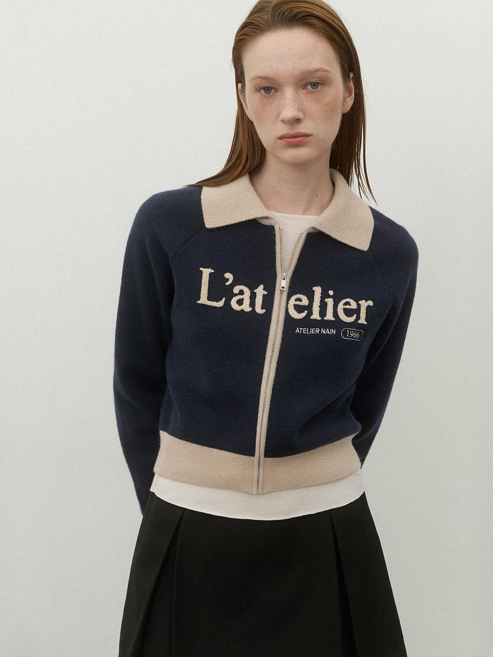 Atelier Nain LETTERING KNIT CARDIGAN(CD-2136)