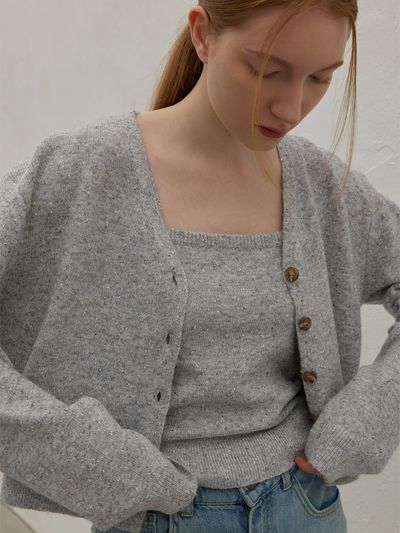 Atelier Nain Mixed Color Sweater Cardigan Set