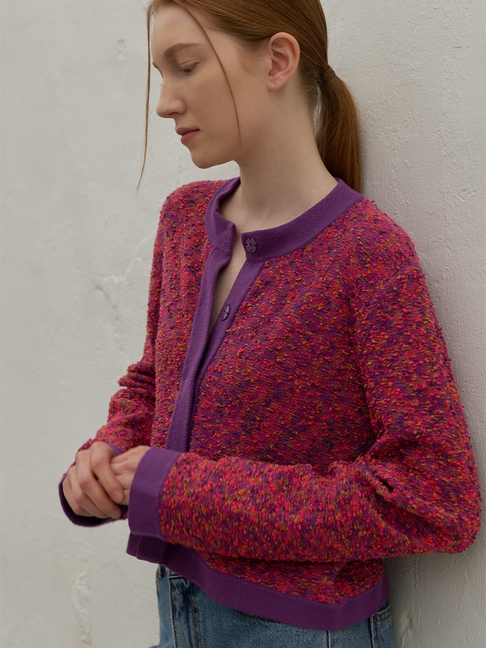 Atelier Nain Multi-color Slub Tweed Knit Jacket