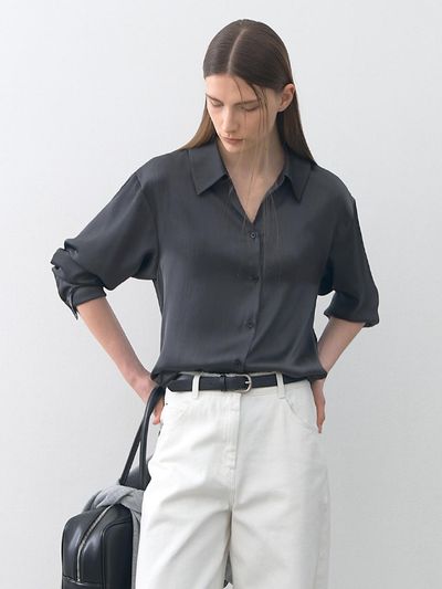 Atelier Nain SATIN STRING NECK BLOUSE (blouse-4291)
