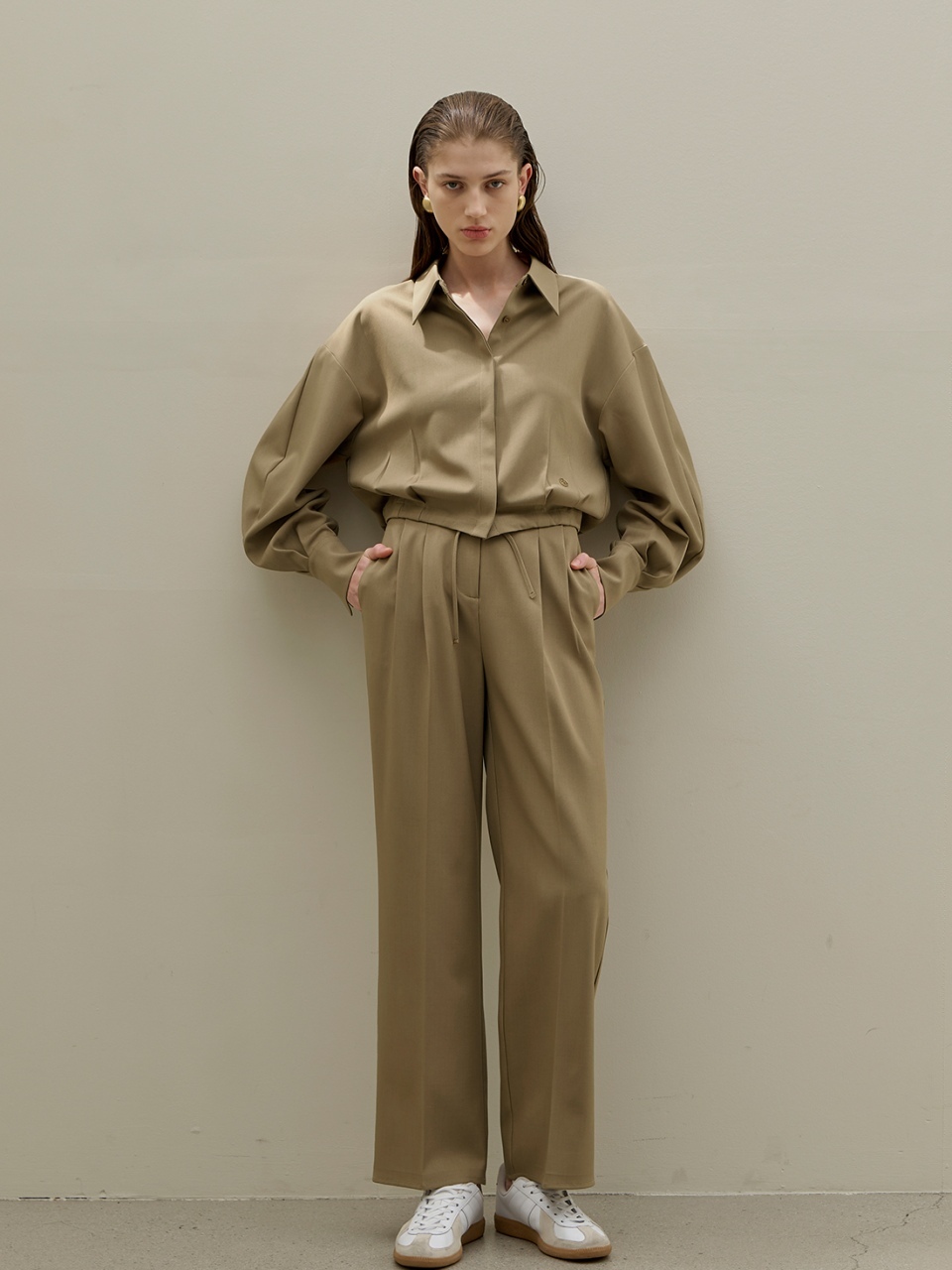 Atelier Nain Vera Setup High Waist Two-Tuck Wide Long Pants