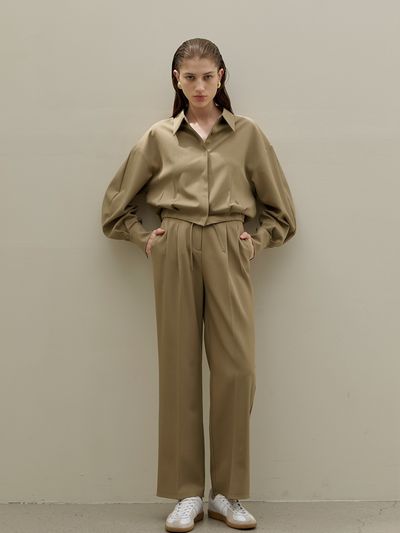 Atelier Nain Vera Setup High Waist Two-Tuck Wide Long Pants