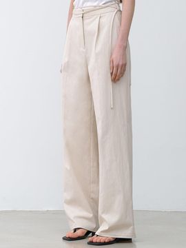 Atelier Nain WAIST DOUBLE STRAP TUCK WIDE PANTS (PT-5642)
