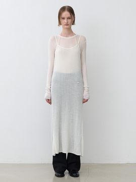 Atelier Nain Wool Sheer Layered Knit Dress (OP-6256)