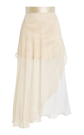 Atelier Prabal Gurung Atelier Prabal Gurung Asymmetric Layered Chiffon Midi Skirt
