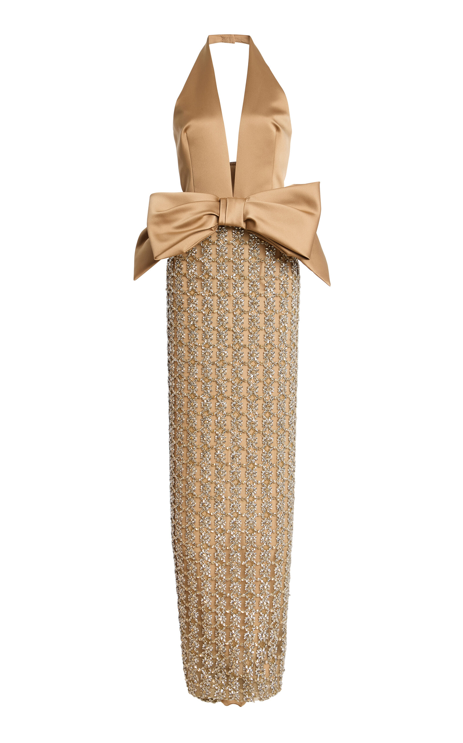 Atelier Prabal Gurung Atelier Prabal Gurung Embellished Satin Halter Gown