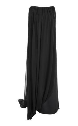 Atelier Prabal Gurung Atelier Prabal Gurung FourPly Silk Crepe And Silk Chiffon HandDraped OpenBack Sari Dress