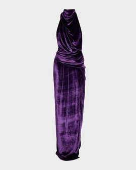 Atelier Prabal Gurung Draped Velvet Halter Dress