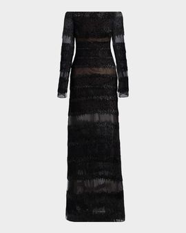 Atelier Prabal Gurung Karolina Metallic Tulle Off-Shoulder Gown
