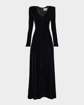 Atelier Prabal Gurung Maude Ruched Bead-Trim Gown