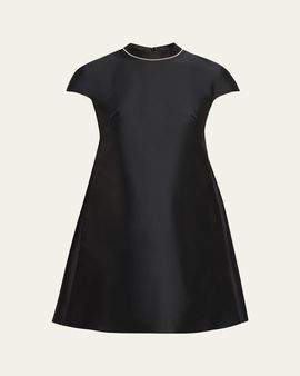 Atelier Prabal Gurung Pearly-Trim Cap Sleeve Mini Dress