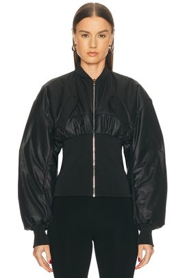 Atlein Atlein Ribbed Waist Bomber Jacket